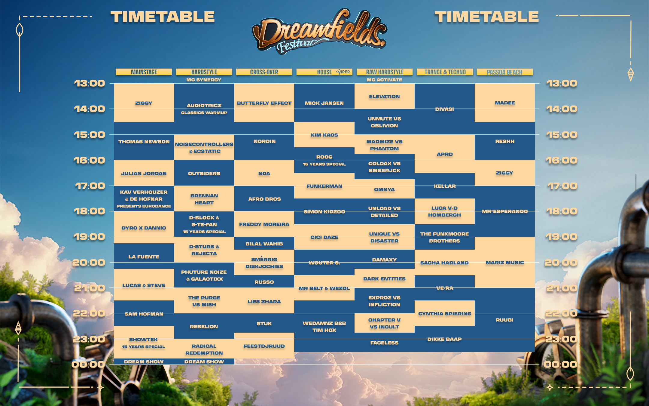 Timetable Dreamfields 2026
